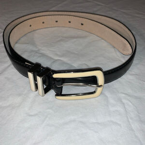 Women's Unbranded Black Cream Genuine Leather Belt M